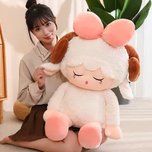 Cute Aries sheep plush pillow, soft stuffed animal doll, perfect gift for girls and kids.
