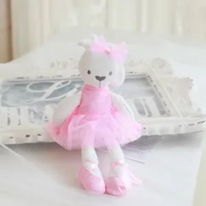 Cute bunny plush doll with pink ballerina dress, soft stuffed toy for girls and kids.