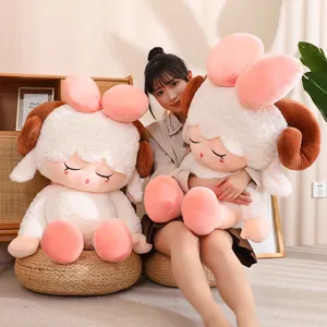 Cute sheep plush toy doll fluffy pillow soft companion gift for kids and home decoration.