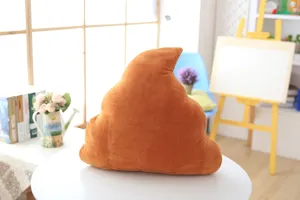 Detailed view of the funny poop shaped plush pillow, soft cushion for home decor and gifts.