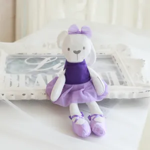 Cute rabbit plush toy with purple tutu dress, soft stuffed animal doll for kids gift and room decor.