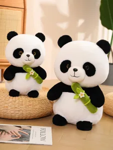 Cute panda plush toy holding bamboo shoot soft stuffed animal kids gift doll cute toy plushie