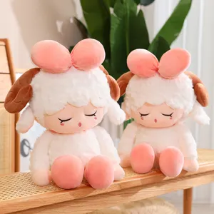 Cute ram plush toy stuffed animal pillow fluffy lamb doll gift kids girls detail shot