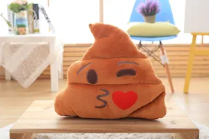 Detailed view of the funny poop plush pillow featuring cute wink expression and soft touch.