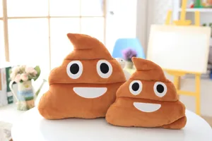 Detailed view of cute funny poop plush pillow set, soft toy home decor and creative gift.