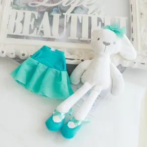 Cute plush bunny doll with lace ballet dress, soft comfort toy for kids and home decor.