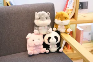 Cute plush animal toys set featuring adorable hamsters, pig and panda for kids gift and dolls.
