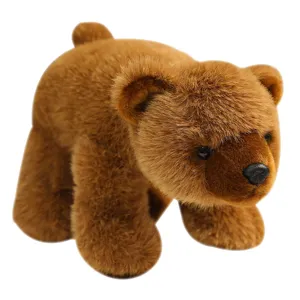 Realistic brown bear plush toy cute stuffed animal doll for kids soft simulation toy gift