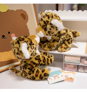 Jouet en peluche de leopard simule jolie poupee d'animal en peluche cadeau de gros