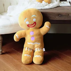 Cute Gingerbread Man plush toy soft stuffed doll cartoon companion pillow decoration