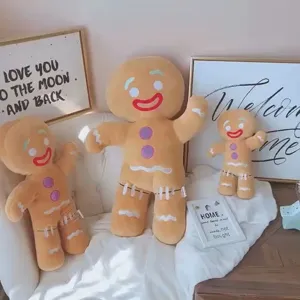 Cute gingerbread man plush toy soft stuffed doll kids soothing companion cushion gift