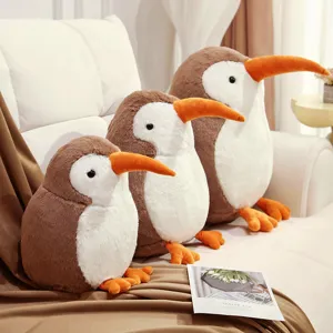 Cute kiwi bird plush toy soft stuffed animal doll pillow for kids and cozy home decor.