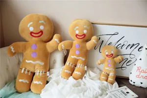 Cute gingerbread man plush toy set, soft stuffed doll pillow for kids companion and home decor.
