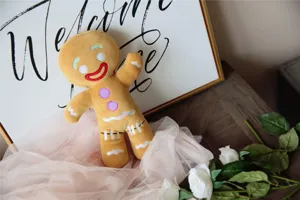 Cute gingerbread man plush toy soft stuffed doll kids companion holiday gift home decor