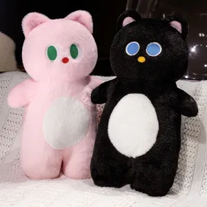 Cute Big Eyed Cat Plush Toy Long Sleeping Pillow Soft Stuffed Animal Doll Hugging Pillow Kids Birthday Gift Home Decor