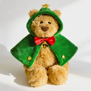 Schattige kerstcape teddybeer pluche knuffel, zachte speelgoedpop voor kindergeschenken.