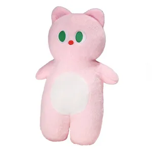 Cute pink cat plush toy big eyes soft sleeping pillow cute stuffed doll gift for kids