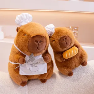 Cute capybara plush toys chef series stuffed animal doll with bread and cute apron gift