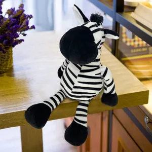 Cute zebra plush toy, adorable black and white striped stuffed animal doll for kids gift.