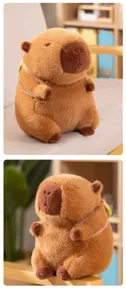 Leuke capybara pluche knuffel met burger rugzak zachte gevulde dierenpop voor kinderen