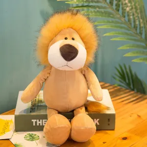 Cute plush lion toy detail view, soft stuffed animal doll for kids and claw machine fun gifts.