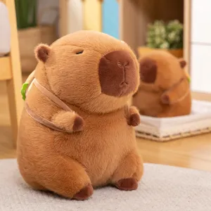 Schattige capybara pluche knuffel met rugzak zachte dierenpop kinderen cadeau grijpmachine pop