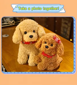 Cute simulation teddy dog plush toy pair, soft stuffed puppy doll for kids gift and room decor.