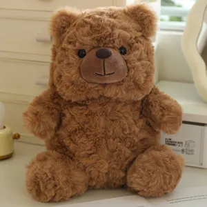 Adorable brown teddy bear plush toy soft stuffed animal gift for girls and kids room decor.