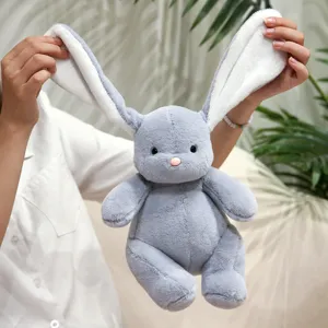 Peluche de conejo gris tierno animal de peluche suave muneca para ninos decoracion