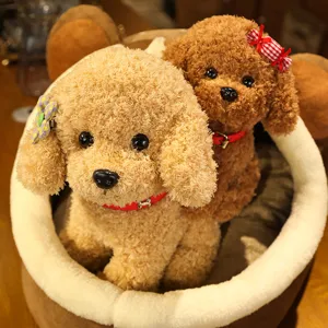 Cute sitting simulation poodle dog plush toy soft stuffed puppy doll for kids gift