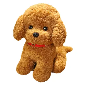 Cute brown poodle plush toy, soft stuffed animal dog doll, perfect gift for kids and doll machines.
