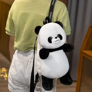 Zaino in peluche con panda carino bambola di animale dei cartoni animati borsa morbida soffice