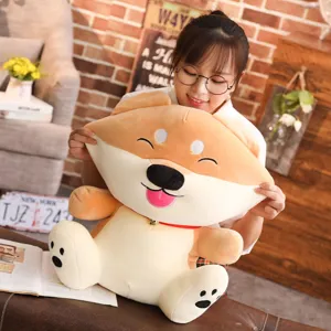 Cute smiling shiba inu plush toy soft stuffed animal pillow for kids gift huggable puppy doll.