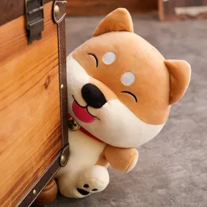 Soft smiling Shiba Inu plush toy, cute stuffed dog pillow, cozy plush doll gift for kids.