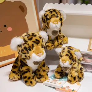 Ensemble de jouets en peluche de léopard simulé, poupées d'animaux sauvages pour cadeaux.