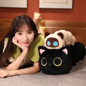 Cute cat caterpillar plush toy long kitty doll soft stuffed animal gift for kids and home decor