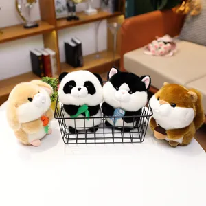 Bonito juego de peluche con conejo, panda, gato y ardilla con accesorios adorables
