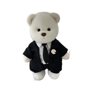 Süßer 30cm Plüsch Teddybär im schwarzen Anzug mit Krawatte, ideales Hochzeitsgeschenk.