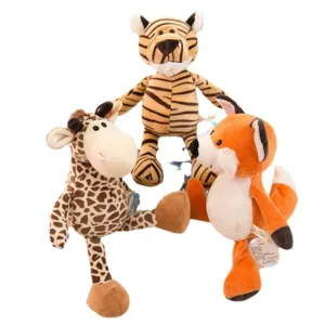 Cute plush animal toy set featuring giraffe tiger and fox soft stuffed dolls for kids main