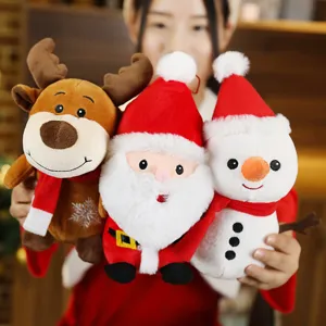 Weihnachtsplüschtier-Set mit süßen Santa Schneemann und Rentier Puppen für Feiertagsgeschenke.
