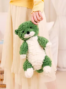 Cute green otter plush toy for kids, soft stuffed doll, perfect claw machine gift and toy.