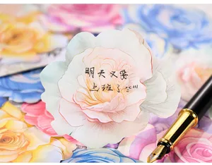 Note adesive a forma di rosa per diario, blocchetti per appunti con design floreale.