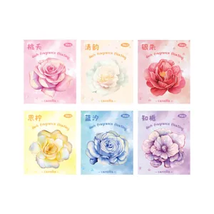 Blocchetti note adesive serie camelia cancelleria floreale acquerello 6 confezioni 30pz