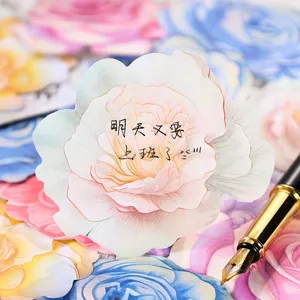 Foglietti adesivi a forma di rosa blocco note cancelleria decorativa diario 6pz