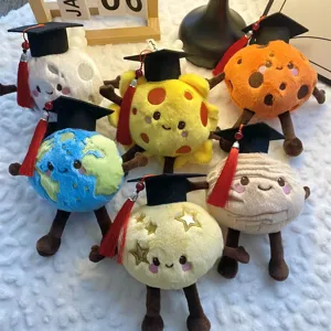 Cartoon Planet Plush Toy Cute Stuffed Earth Moon Sun Doll Doctor Hat Soft Pillow Kids Companion Toy