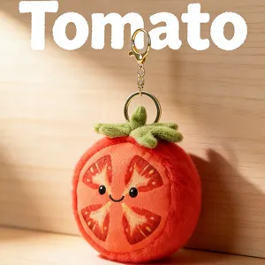 Mignon Tomate Peluche Jouet Porte-clés Doux Rembourré Légume Poupée Cartoon Sac Pendentif Mignon Anneau De Clés Pour Femmes Filles Cadeau