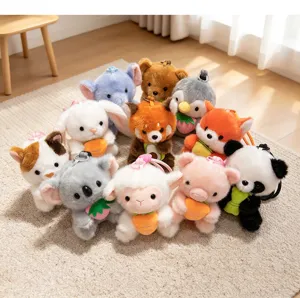 Niedliche Tier-Plueschtier-Schluesselanhaenger mit Panda, Kaninchen. Weicher Taschenanhaenger.
