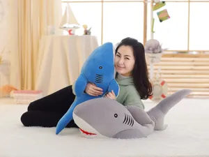 Cute cartoon shark plush toy soft stuffed animal pillow doll for children and home decoration