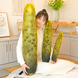 Giant funny pickle plush toy soft cucumber pillow creative room decor cute stuffed doll 1pc