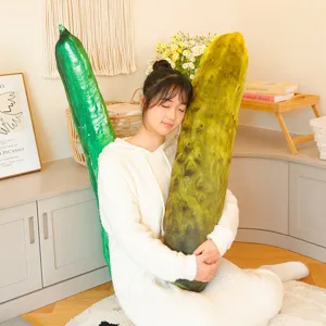 Giant cucumber plush toy pillow, soft green stuffed vegetable doll, cozy home decor gift